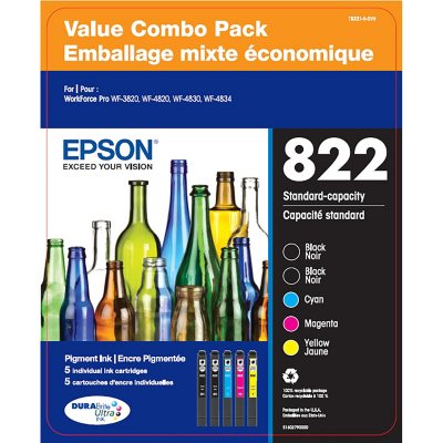 Epson T822 DURABrite Ultra Tintenpatronen Standardkapazität Value Club Pack 2 Schwarz, 1 Cyan/1 Magenta/1 Gelb