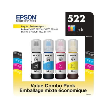 Epson T522 Schwarz- und Farb-Tintenflaschen, Club Pack