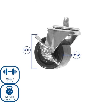 Seville Classics UltraHD 3" Rolling Swivel Wheels (Set of 4, 2 Locking)