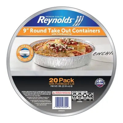 Reynolds 9" Round Foil Take Out Containers with Lids, 20 ct.