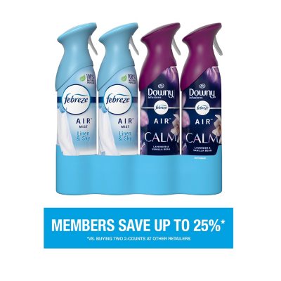 Febreze Air Effects Lufterfrischerspray, Linen & Sky + Downy Calm, 4 Stück, 1040 ml