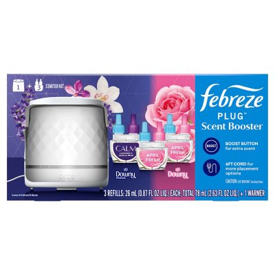 Febreze PLUG Duftbooster Kit, CALM Lavendel + Vanillebohne und Aprilfrisch, 1 Gerät + 3 Nachfüllungen