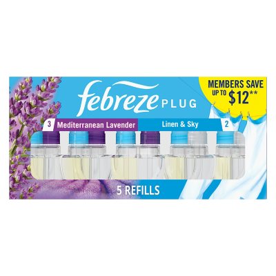 Febreze Lufterfrischer für die Steckdose, Mediterranean Lavender + Linen & Sky, 5 Nachfüllpackungen, 129 ml