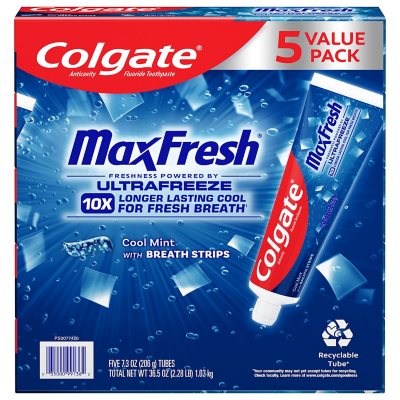 Colgate MaxFresh Zahnpasta mit Atemstreifen, Cool Mint, 207 g, 5er-Pack