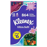 Kleenex Ultra Soft Hypoallergenic 3-Ply Facial Tissues 12 Cube Boxes, 72 tissues/box