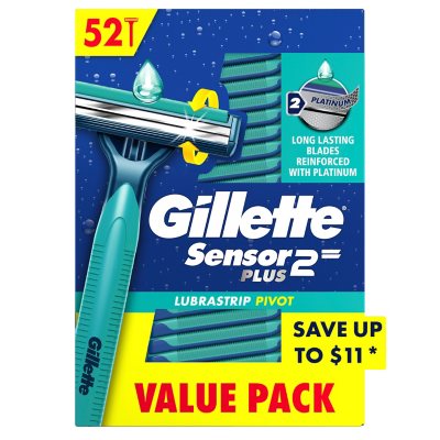 Gillette Sensor2 Plus Lubrastrip Einwegrasierer mit schwenkbarem Kopf, 52 Stück