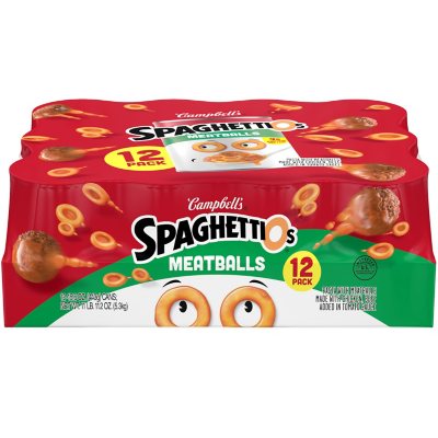 Campbell's SpaghettiOs Canned Pasta with Meatballs 15.6 oz., 12 pk.