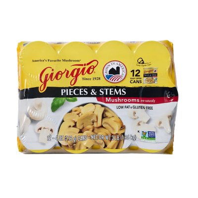 Giorgio Champignons, geschnitten und Stiele, 113g, 12er-Pack.