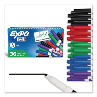 EXPO geruchsarme Whiteboard-Marker, feine Spitze – Büropackung, sortierte Farben, 36 Stück/Packung