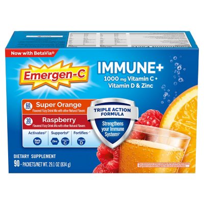 Emergen-C Immun+ Dreifach-Wirkung Vitamin C Pulver, 1000mg, 90 St.