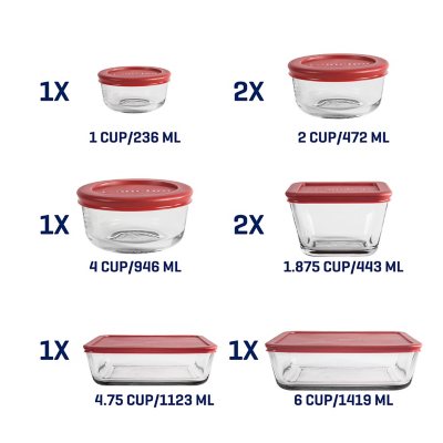 Anchor Hocking SnugFit Glass Food Storage Containers with Lids, 16 Piece Set