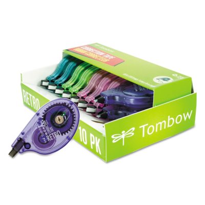 Tombow(R) MONO Original Correction Tape, Asst RetroColor Applicators, 1/6" x 394", 10pk.