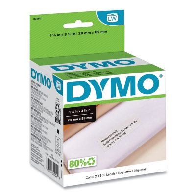 ملصقات عنوان DYMO LabelWriter، مقاس 1.12 بوصة × 3.5 بوصة، أبيض، لفتان/عبوة
