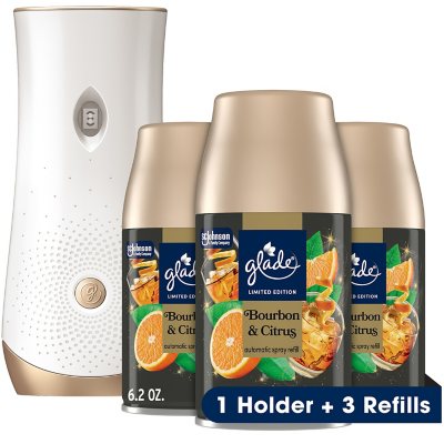 Glade Automatic Spray Lufterfrischer, Bourbon & Citrus, 1 Gerät + 3 Nachfüllpackungen