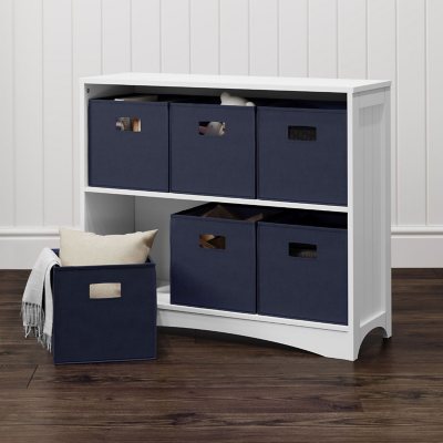 RiverRidge Horizontal Bookcase with 6 Bins, Assorted Shelf and Bin Colors