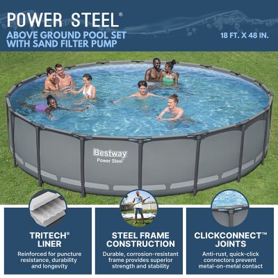 Bestway Power Steel 18' x 48 Round Above Ground Pool Set