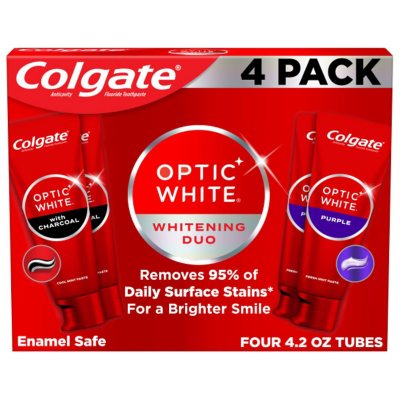 Colgate Optic White Whitening Duo aufhellende Zahnpasta, 119 g, 4er-Pack.