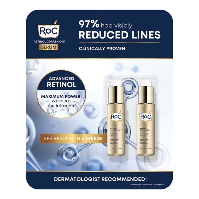 مصل الوجه RoC Retinol Correxion Deep Wrinkle، سعة 1 أونصة سائلة، عبوتان.