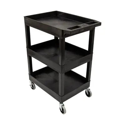 24" x 18" Plastic Utility Tub Cart- Three Shelf Black