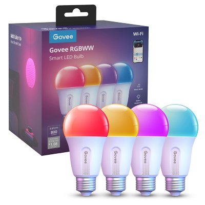 Govee RGBWW 800LM Smart-Glühbirne, 4er-Pack.
