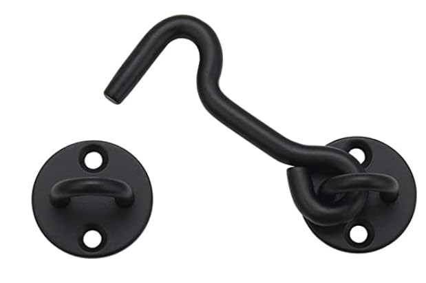 Raswik 4" Privacy Hook and Eye Gate Latch Easy Lock for Barn Door, Black