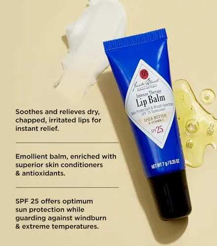 Jack Black Intense Therapy Lip Balm, 0.25-Oz., Pack of 3 – Natural Mint & Shea Butter, SPF 25 Sun Protection, Lip Moisturizer, Hydrating Lip Balm with SPF, Long Lasting Treatment