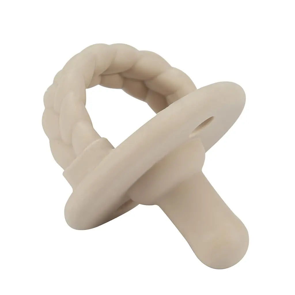 Itzy Ritzy Silicone Pacifiers for Ages 6-18 Months - Itzy Soother Pacifiers Feature Collapsible Handle & Two Air Holes for Added Safety; Set of 2 in Toast & Buttercream, Ages 6-18 Months