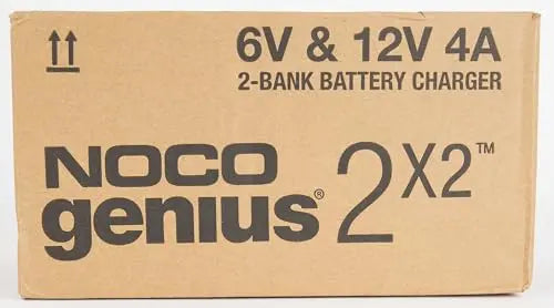 NOCO GENIUS2X2: 4A 2-Bank Smart Battery Charger (2A/Bank) - 6V/12V Automatic Maintainer, Trickle Charger & Desulfator with Overcharge Protection & Temperature Compensation – For Lead-Acid & Lithium