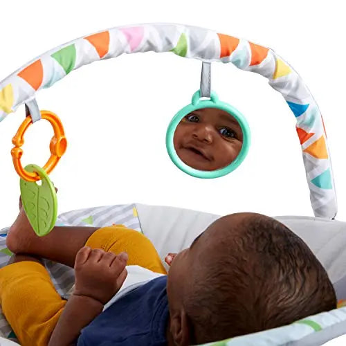 Bright Starts Baby Bouncer Soothing Vibrations Infant Seat - Removable -Toy Bar, Nonslip Feet, 0-6 Months Up to 20 lbs (Safari Fun)