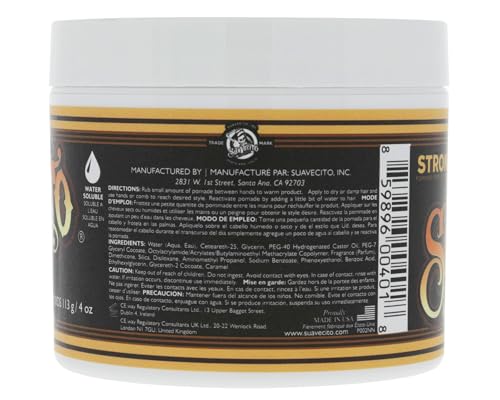 Suavecito Pomade Firme (Strong) Hold 4 oz, 1 Pack - Pomade For Men - Medium Shine Water Based Wax Like Flake Free Hair Gel - Easy To Wash Out - All Day Hold For All Hair Styles
