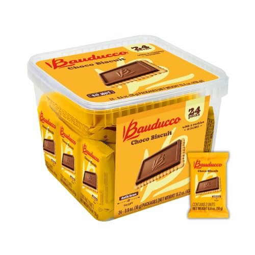 Bauducco Choco Biscuit Cookies, 431 g (24er-Pack) – Knusprige & köstliche Schokokekse, einzeln verpackt für Snacks, Desserts & Brotdosen – 2 Kekse pro Packung