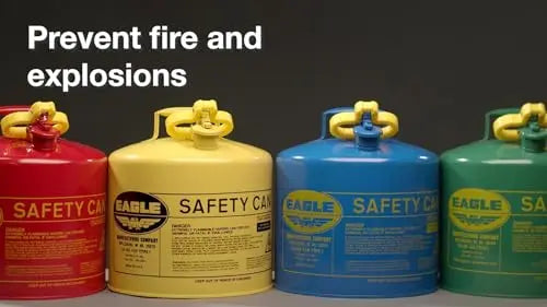 Eagle 5 Gallon Type I Red Safety Gas Can for Gasoline with Flame Arrester, Self-Closing Lid, and F-15 Funnel, Made in the USA, Galvanized Steel Flammable Storage Can, UI50FS