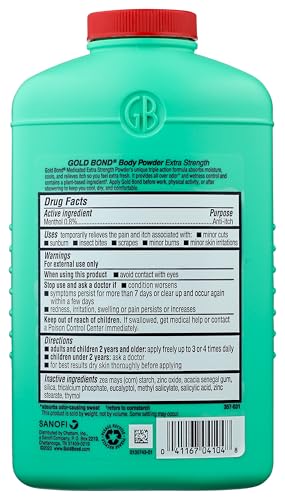 Gold Bond Medicated Talc-Free Extra Strength Body Powder, 10 oz., for Cooling, Absorbing Itch Relief