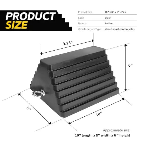 MaxxHaul 80681 Rubber Wheel Chocks 2-Pack – Heavy Duty, All-Weather, Non-Slip, Oil-Resistant with Steel Eyebolt – for Trailers, Cars, Motorcycles, RVs – 10” x 8” x 6”