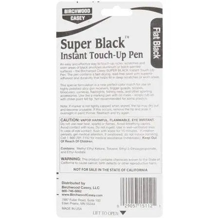 Birchwood Casey Long-Lasting Fast-Drying Super Black Touch-Up Pen for Deep Scratches and Worn Areas, FLAT BLACK, 0.33 OUNCE