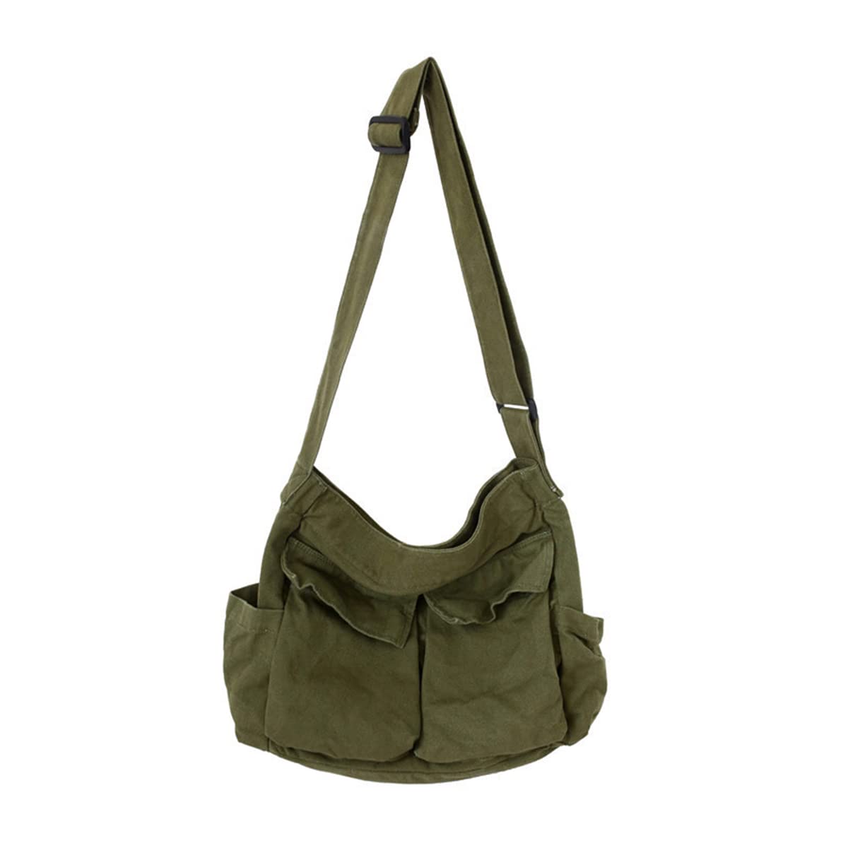 GAXOS Ästhetische Süße Umhängetasche für die Schule Vintage Grüne Canvas Crossbody für Damen Schulter-Laptoptasche