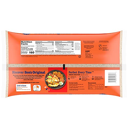 BEN'S ORIGINAL Enriched Long Grain White Rice, Parboiled Rice, 10 lb Bag