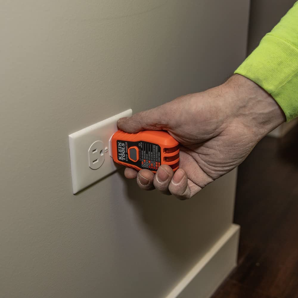 طقم العثور على قواطع الدائرة الكهربائية AC ET310KIT من Klein Tools، جهاز اختبار كهربائي، جهاز اختبار GFCI، أسلاك توصيل، محولات وحافظة