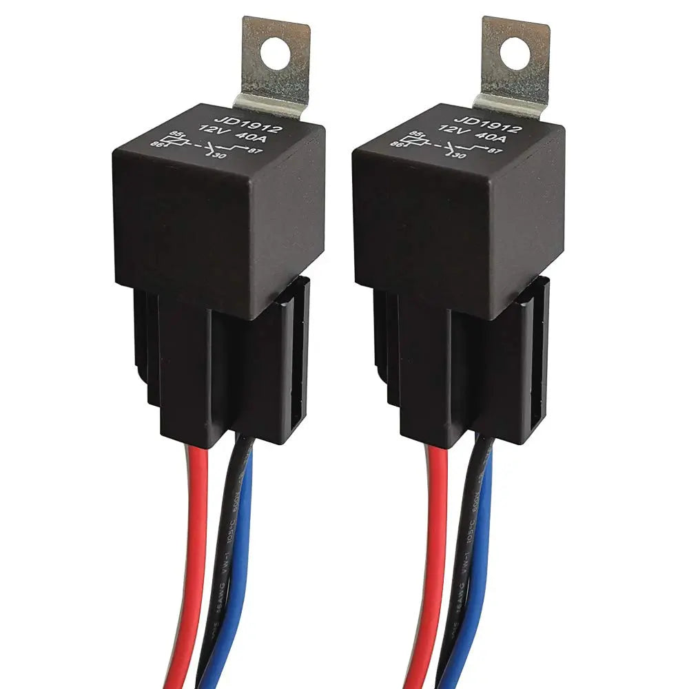 Gebildet 2pcs JD1912 Car Relay Harness 12V 40A 4 Pin SPST 12AWG Harness Sockets with Built-in Diode for Automotive Truck Van Motorcycle Boat