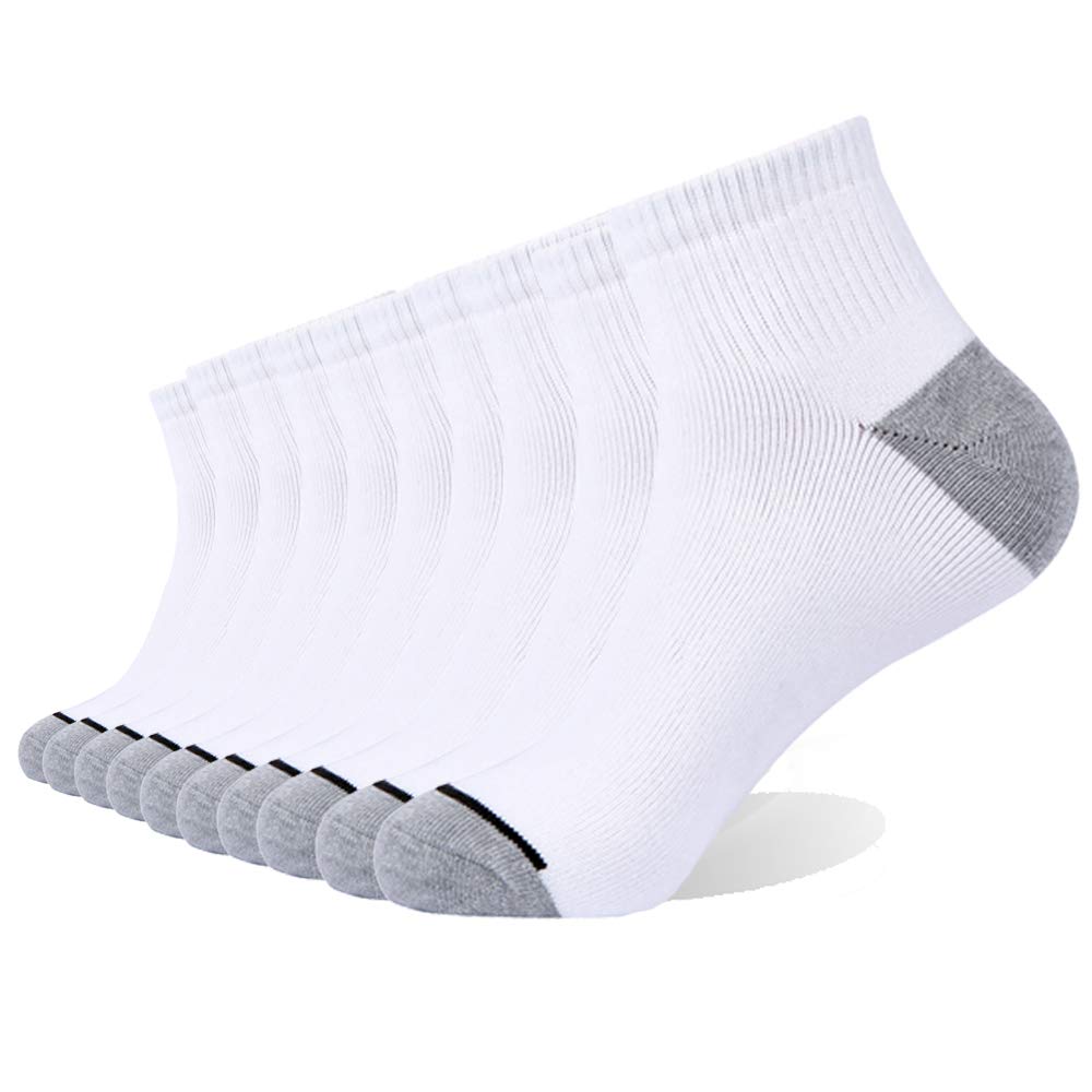 EnerWear 10er Pack Herren Socken Baumwolle Feuchtigkeitsableitend Gepolstert Füßlinge (Größe: 10-13/Schuh: 6-12, Weiß)