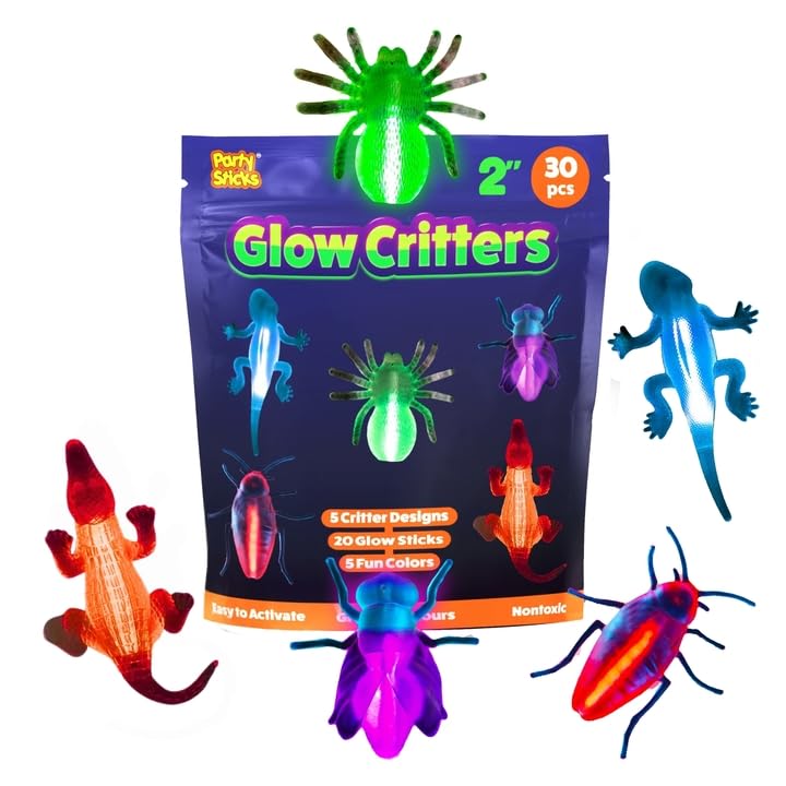 Leuchtende Tierchen und Halloween-Skelette und -Kürbisse zum Süßes oder Saures – Knicklichter als Partygeschenke – Partyzubehör, das im Dunkeln leuchtet