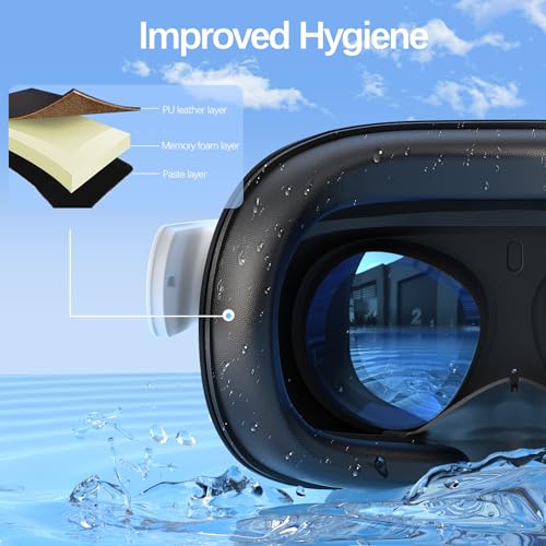 Face Cushion Pad for Meta Quest 2 VR Facial Interface Replacement PU Leather Foam for Oculus Quest 2 Vr Cover