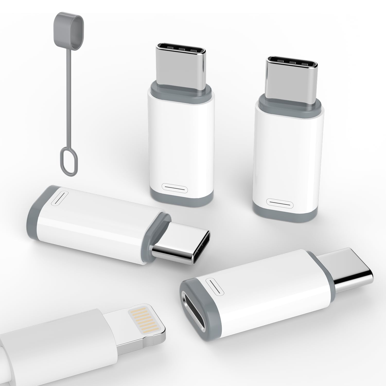 4 Pack Lightning to USB C Adapter for iPhone 15/16 Pro/16 Pro Max/Plus,Samsung S24,iPad Air,Nintendo Switch,Fast Charging&Data Transfer (Lightning to USB C Adapter)