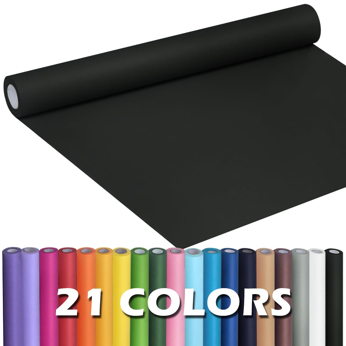 PerkHomy Black Kraft Paper Roll 17.5" x 960" (80') for Gift Wrapping Bouquet Flower Art Painting Craft Writing Packaging Shipping 80GSM 55LB (Black, 17.5" x 80')