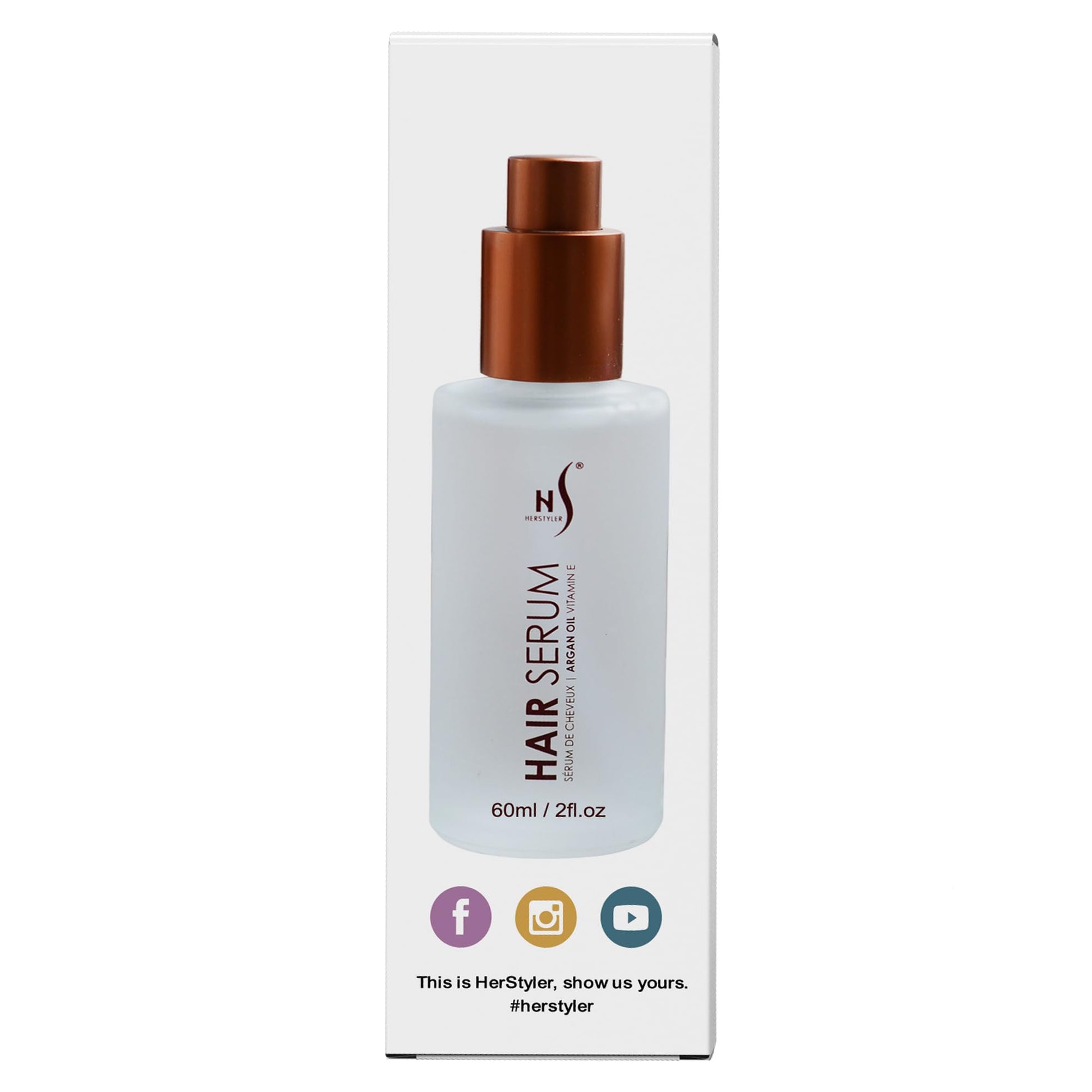 HerStyler Hair Repair Serum - Argan Oil Hair Serum for Frizzy and Damaged Hair - For Frizz, Styling and Shine - 2 Fl Oz - Pack of 1