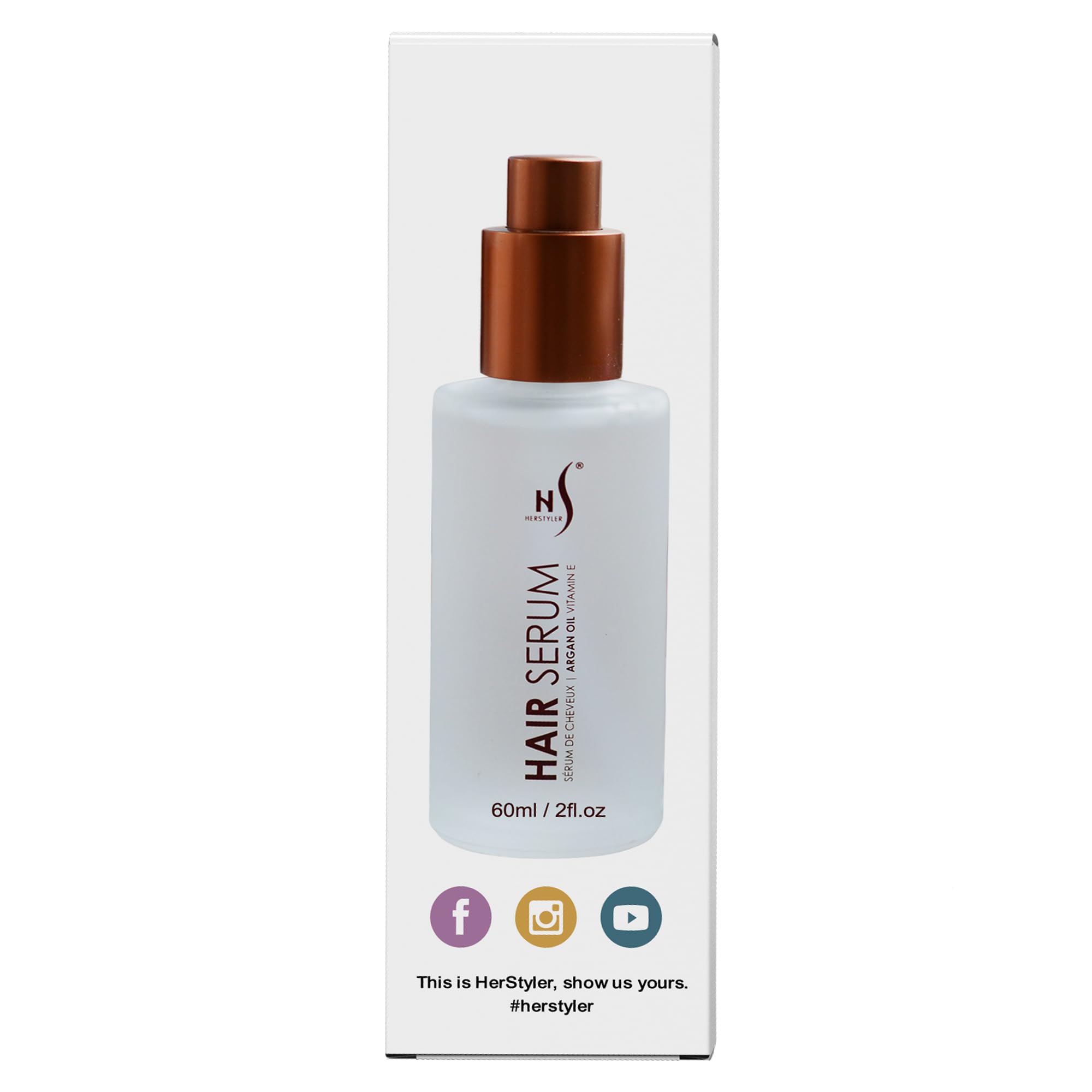 HerStyler Hair Repair Serum - Argan Oil Hair Serum for Frizzy and Damaged Hair - For Frizz, Styling and Shine - 2 Fl Oz - Pack of 1