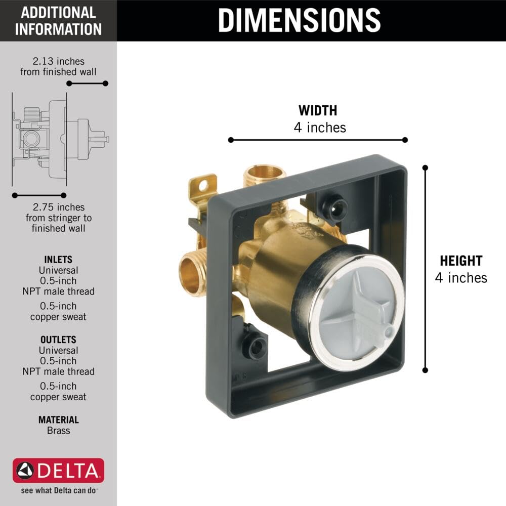 Delta Faucet R10000-UNBXHF MultiChoice Universal Shower Valve Body for Shower Faucet Trim Kits