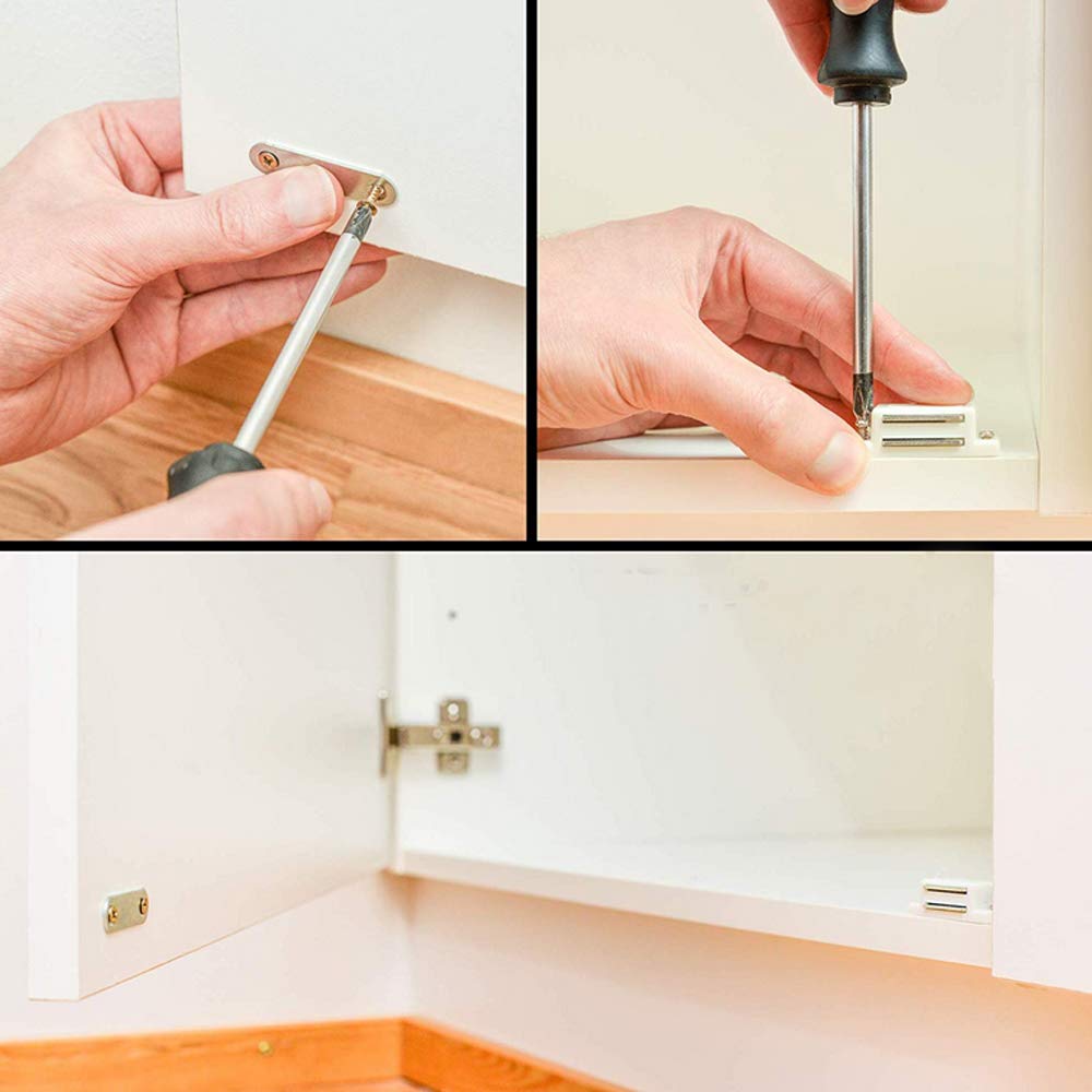 QEDT Cabinet Magnet Latch - Best for Cabinet Doors, Cupboards, Drawers and Shutters - Cabinet Magnetic Latch Easy Install - Magnetic Cabinet Catch Screws Included - Set of 12（Brown）