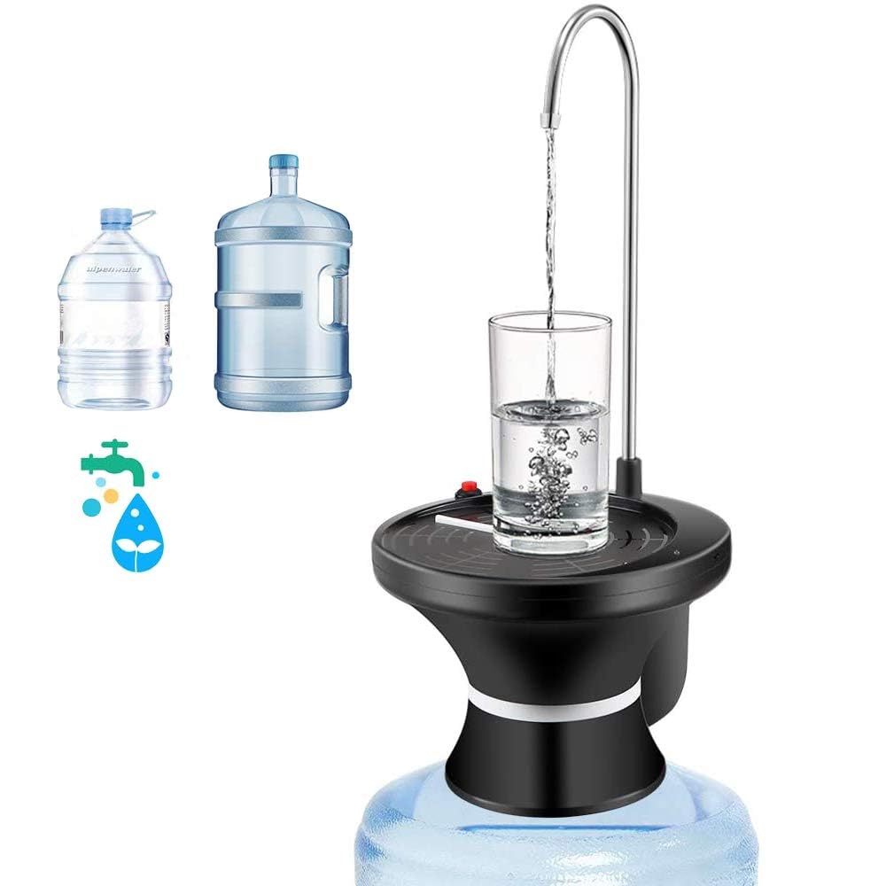 Wasserspenderpumpe, automatische elektrische Trinkwasserflaschenpumpe für 2-5 Gallonen Wasserkanister, USB wiederaufladbar mit 2 Schaltern, stabil und tragbar für Zuhause, Küche, Büro, Camping