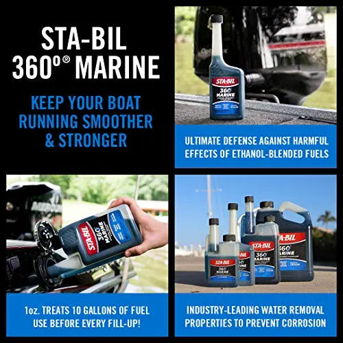 STA-BIL 360 Marine Ethanol Treatment & Fuel Stabilizer - Prevents Rust and Corrosion, Helps Clean Fuel System For Improved In-Season Performance, Treats Up To 320 Gallons, 32oz (22240) , Blue